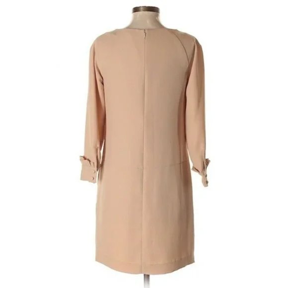 EUC Banana Republic Tan Long Sleeve Ruffle Cuff Cocktail Dress Sz 10 - Picture 5 of 7